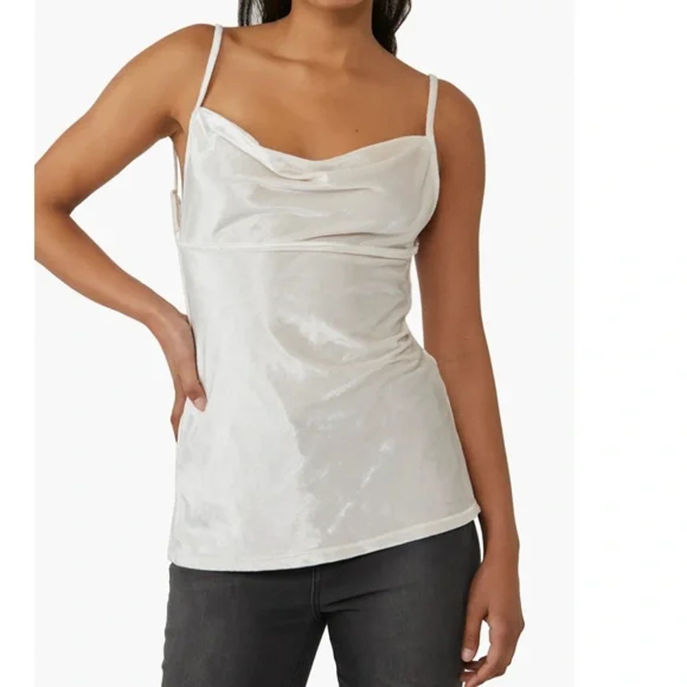 Free People All Night Velvet Camisole Tunic Top In Champagne Cream Small NWT